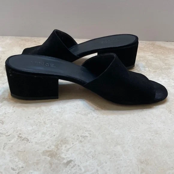 Vince Shoes Vince Rachelle2 Black Suede Block Heel Slide